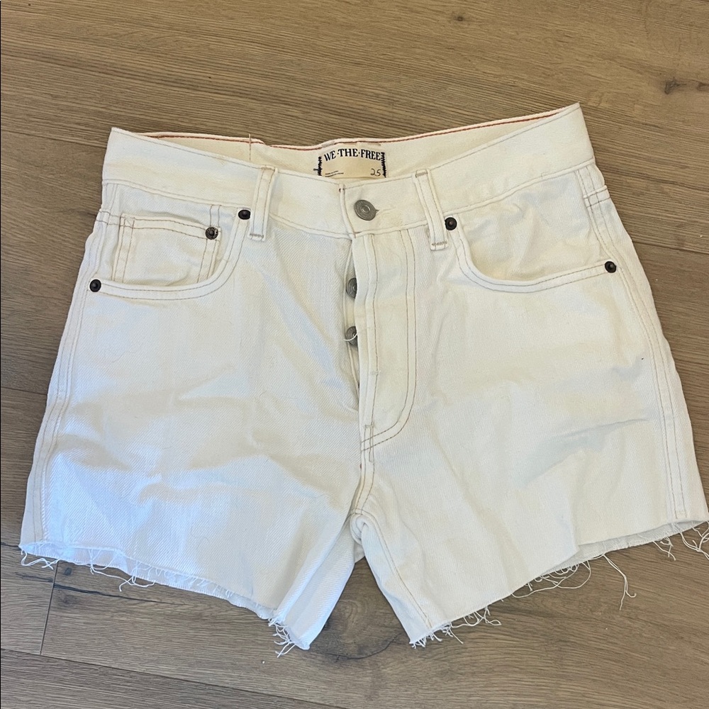 We The Free High Waist White Shorts